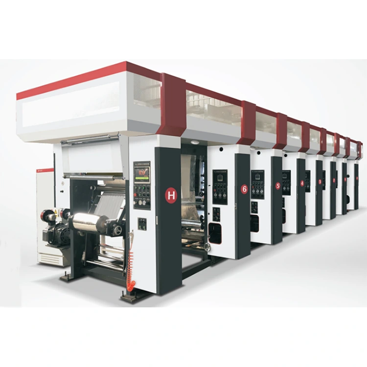 3-12 రంగులు కంప్యూటరైజ్డ్ ఆటోమేటిక్ రోటోగ్రావర్ ప్రింటింగ్ మెషిన్ త్రీ వెక్టర్ మోటార్