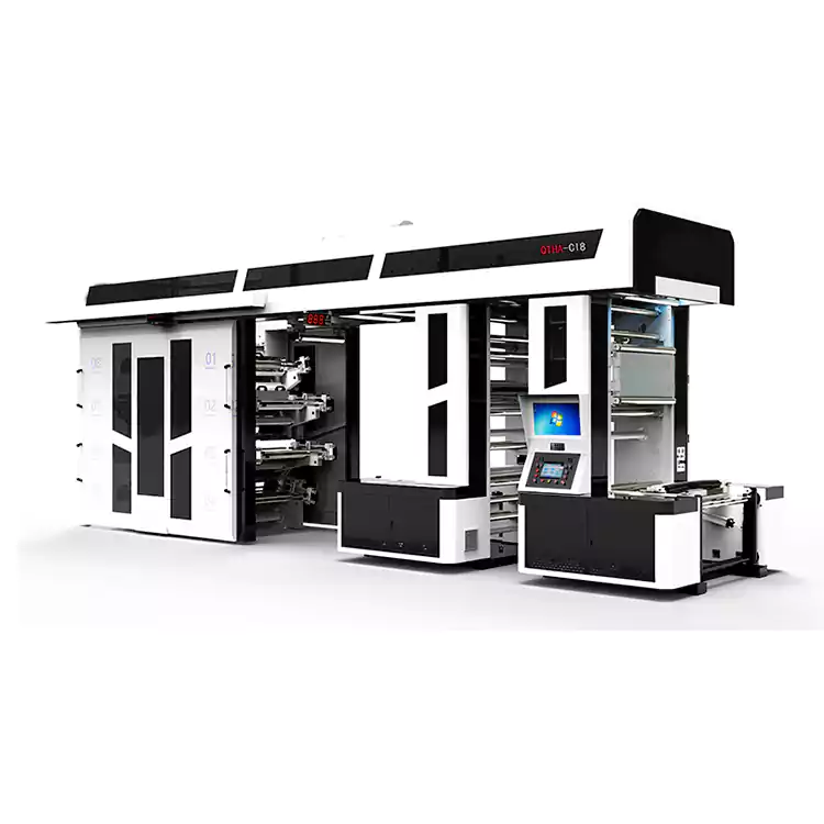 8 కలర్స్ హై-స్పీడ్ సెమీ-సర్వో డ్రైవ్ సెంట్రల్ ఇంప్రెషన్ ఫ్లెక్సోగ్రాఫిక్ ప్రింటింగ్ మెషిన్